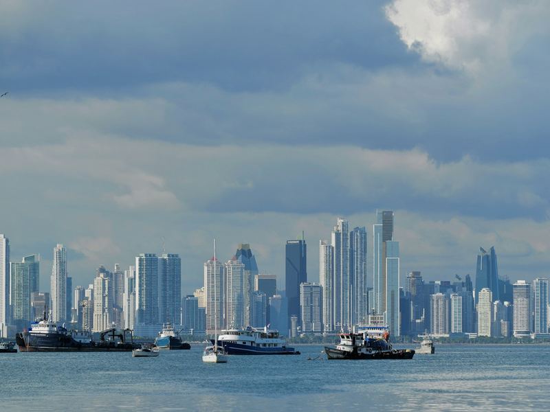 Panama City skyline seen from the bay